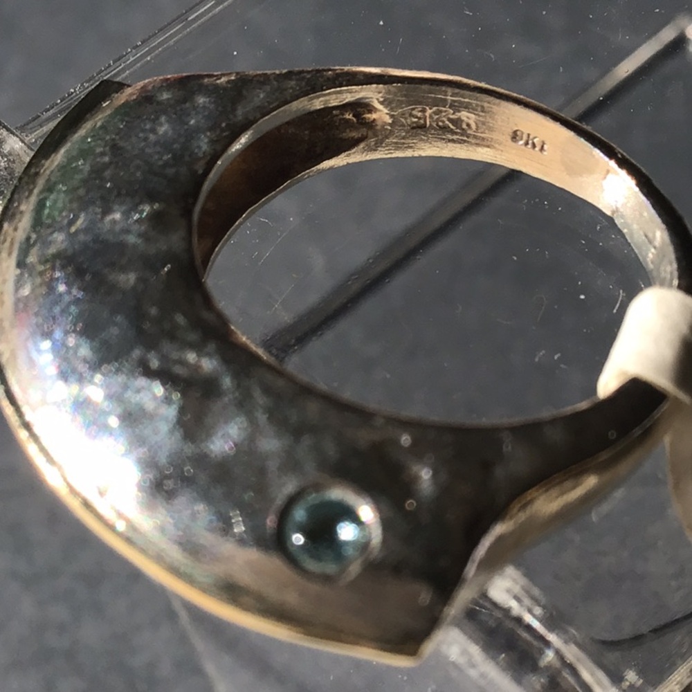 Sterling Silver Ring with Gold and Blue Topaz - Picture 5 of 7